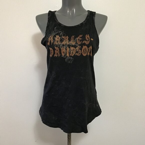 NWT Harley Davidson Slash Back Tank Top With Bedazzled Logo Size S - Picture 1 of 14